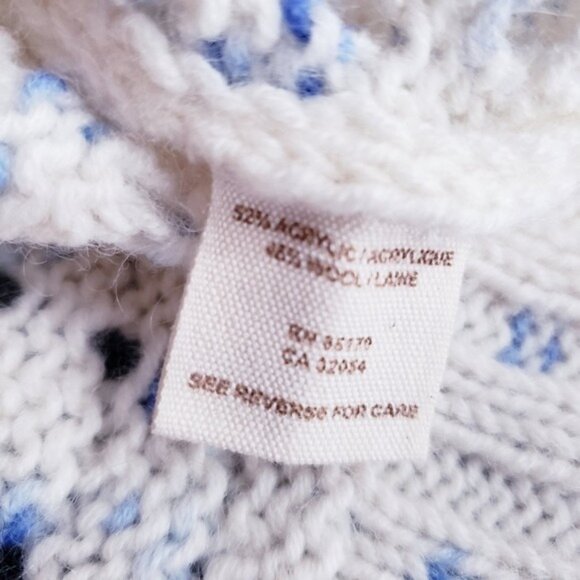 Free People Cream & Blue Speckled Wool Blend Open Knit Sweater Girls Size Large - Picture 6 of 7